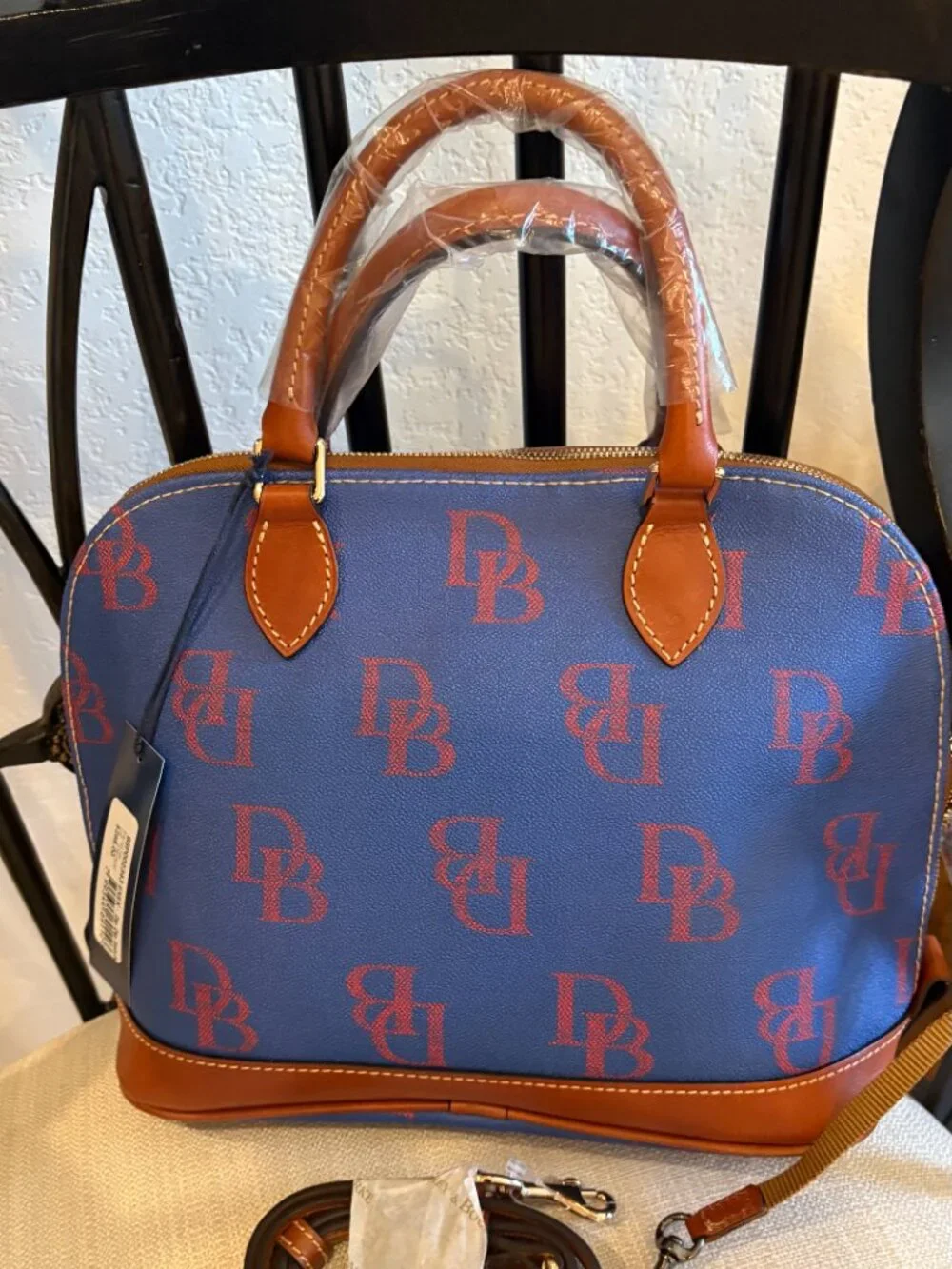 Dooney & Bourke Zip Zip Satchel • Blue DB Monogram • NWT • Exclusive • MSRP $298